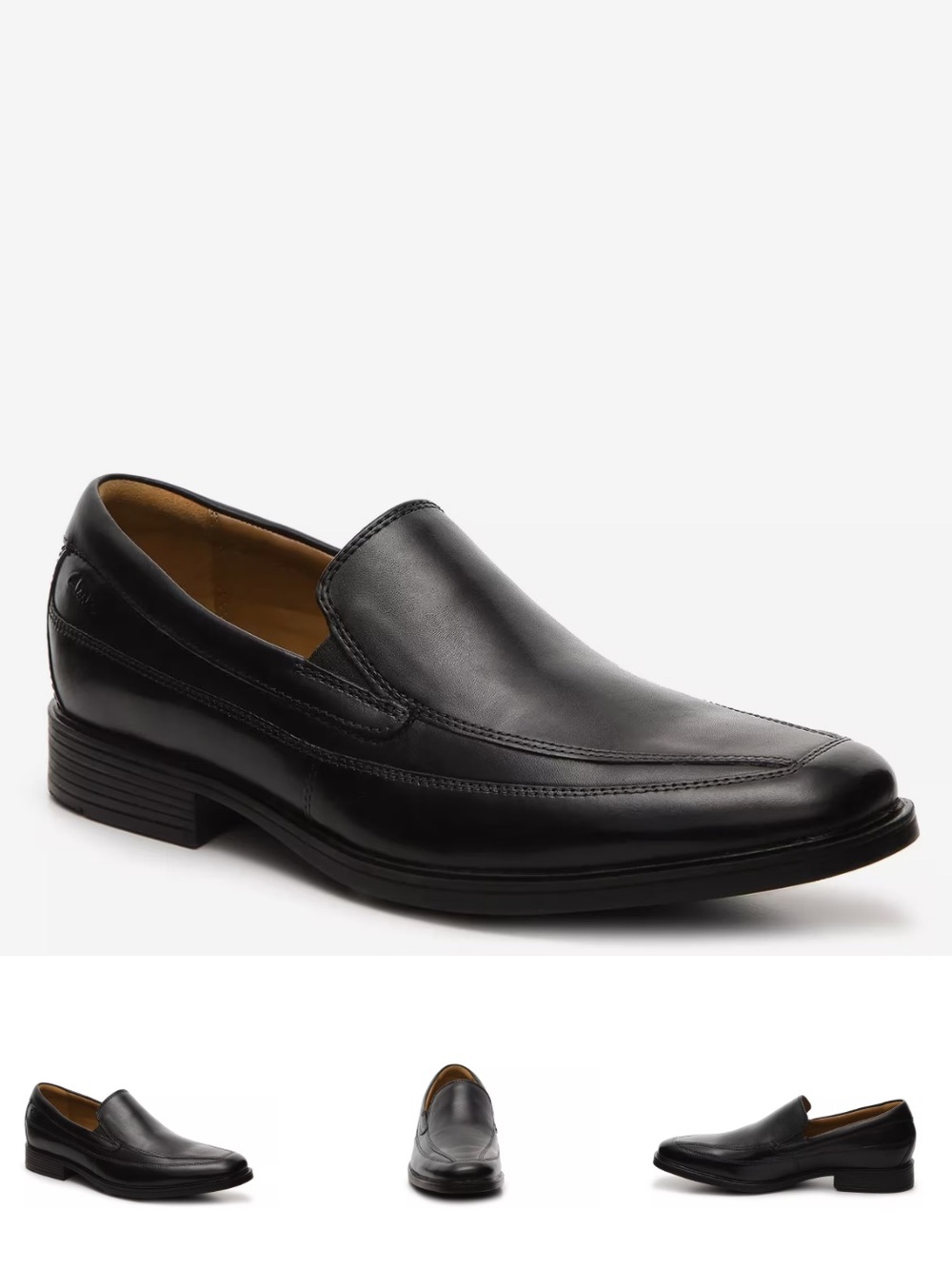 Clarks Black Leather Slip-On Loafer